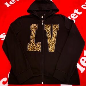 Las Vegas Animal Cheetah Print Jacket Hoodie Rhinestone BLING RARE Size Large XL